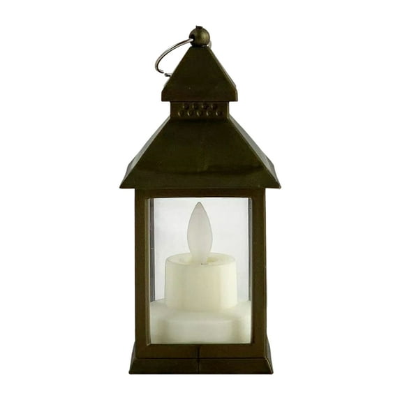 Visland 5.6" Vintage Candle Lantern with LED Pillar Candle- IP44 Waterproof Candle Lantern Battery Operated Hanging Lantern Porch Light - Tabletop Lantern Decorative Outdoor,1Pcs