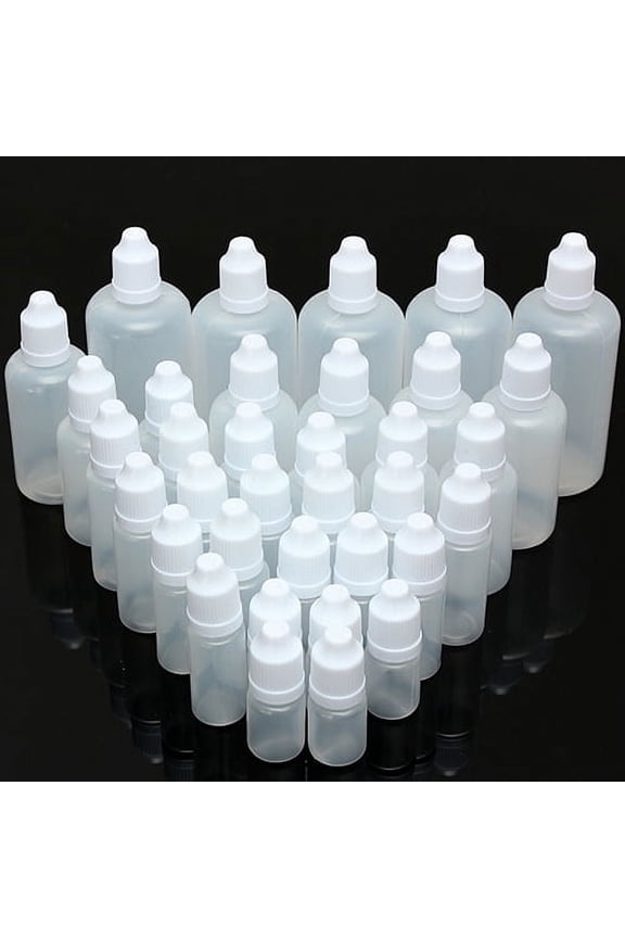 5 Pcs Empty Dropper Bottles, Plastic Squeezable Eye Liquid Dropper (5ml-100ml)