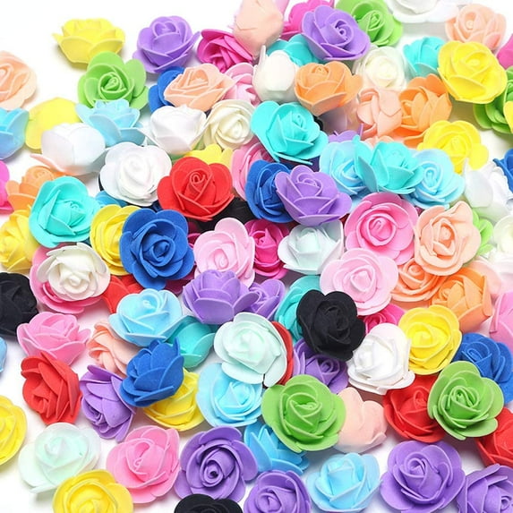 Visland 50PCS Fake Flower Heads for Crafts PE Foam Mini Roses Head Artificial Flowers DIY Party Birthday Home Decor Wedding Decoration for Scrapbooking Gift Box DIY Wreath