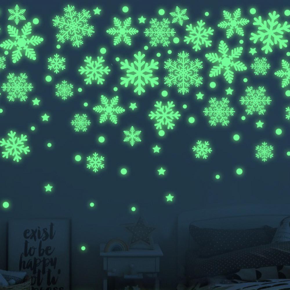 Visland 50PCS Glow in The Dark Snowflakes Decals Christmas Wall Stickers Window Clings for Christmas Decoration - Living Room Bedroom Home Decor