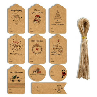 50-100pcs Kraft paper Christmas Gift Name Tags rectangle Xmas Stickers  Present Sealing Label Christmas Decals