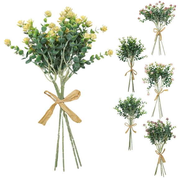 Visland 5PCS Artificial Greenery Bush, Spray Dusty Green Fake Greenery Bundle Farmhouse Greenery, Faux Greenery Stems Artificial Eucalyptus Greenery Bouquet for Rustic Country Decoration