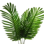 Visland 5PCS Artificial Palm Tree Leaves, Tropical Plant Faux Fake Palm Frond Plants Greenery Flowers for Home Kitchen Party Arrangement Wedding Decoration