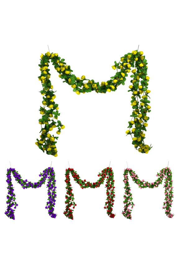 6.5FT Fake Rose Vine Flowers Plants Artificial Flower Hanging Rose Ivy Home Hotel Office Wedding Party Garden Craft Art Decor
