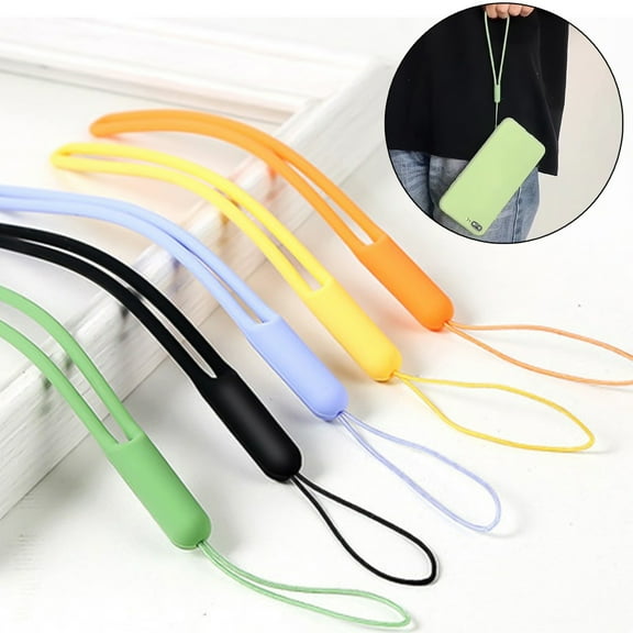 Visland 6 Pcs Phone Strap Silicone Lanyard Wrist Small Short Liquid Silicone Rubber Charms for Cellphone Umbrella Water Bottle Camera USB Thumb Drive Keys Badge