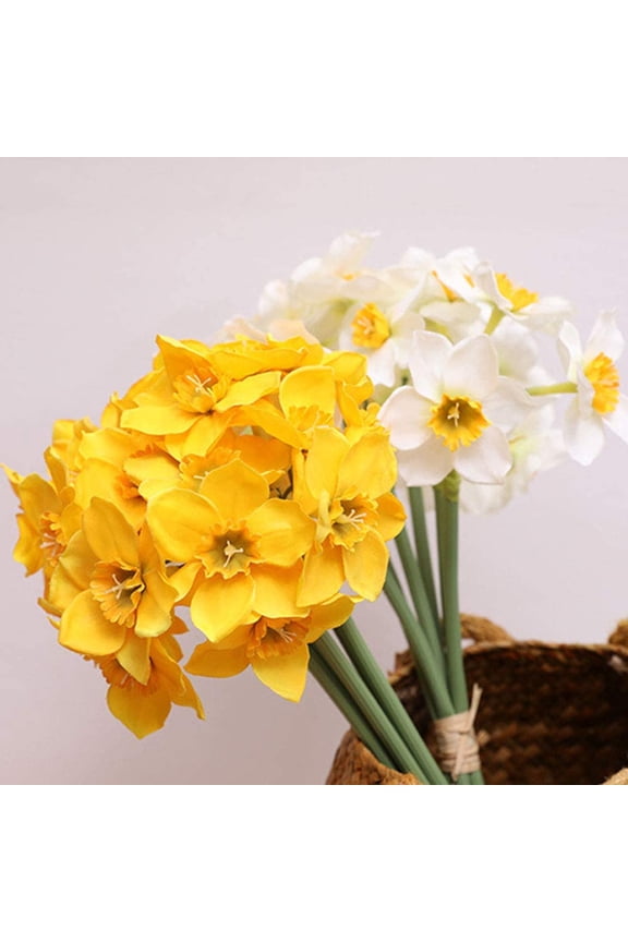 6PCS Artificial Narcissus Bouquet, Artificial Daffodils Flowers for Indoor Outdoor Home Office Garden Patio Yard Table Wedding Farmhouse Centerpieces Pot Decor