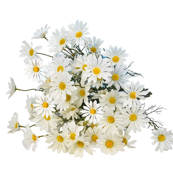 Visland 6PCS Artificial Silk Fake Flowers Faux Daisies Bouquet Arrangements for Home Party Room Office Kitchen Tables Wedding Centerpieces Decoration