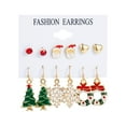 thumbnail image 1 of Visland 6Pairs/Set Christmas Earrings Festive Enamel Geometric Decoration Jewelry Gifts Xmas Tree Elk Snowman Santa Claus Ear Studs Dangle Earrings, 1 of 3