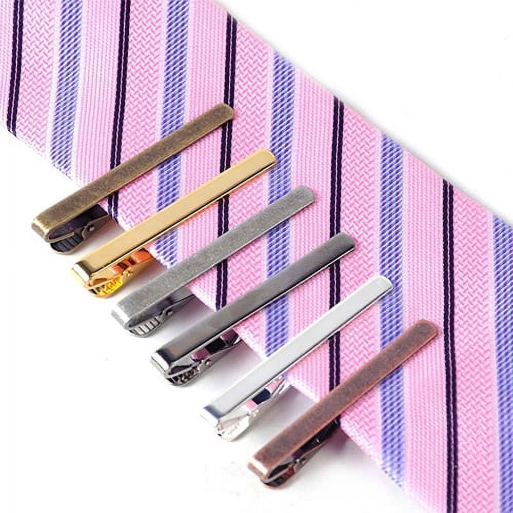 8x Tie Clips, Men Tie Bar Clip Set Holder Clasp Copper Simple Universal  Fashion Durable Tie Pin for Boyfriend Lover Father Party Wedding 