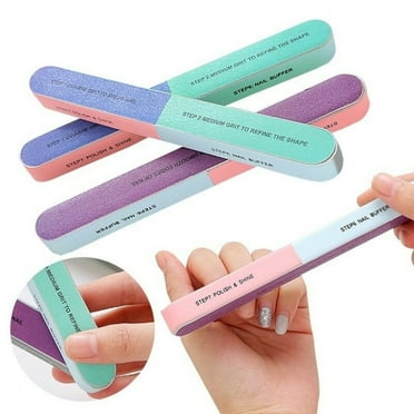 Visland 7 Way Nail File and Buffer Block Nail Buffering Files 7 Steps Washable Emery Boards Professional Manicure Tools