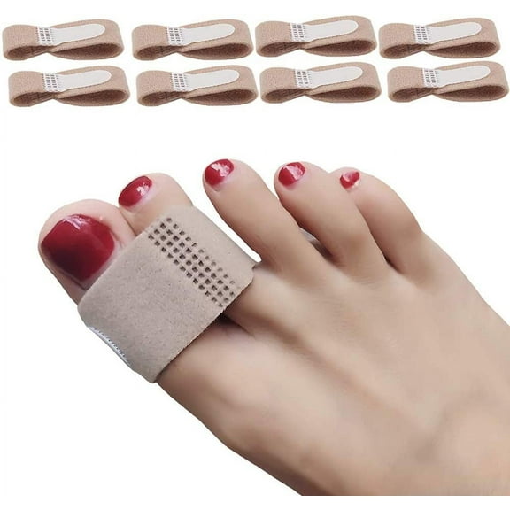 Visland 8Pcs Broken Toe Wrap - Hammer Toe Corrector - Compression Cushion for Women, Men and Seniors - Reusable and Soft Big Toe Splint - Overlapping Separator Bandage