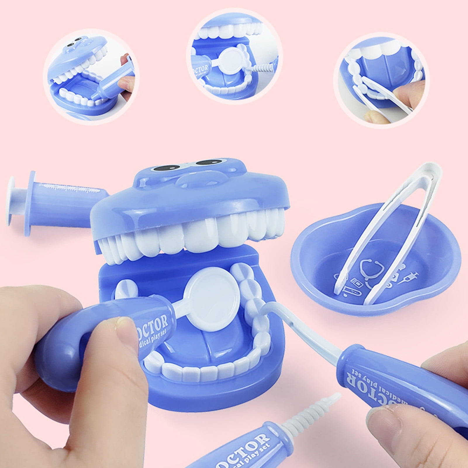 Skylety 2 Set Dentist Kit for Kids Dentist Play Set Dental Teeth Model with  Toothbrush Child Dental Educational Card Standard Size Fake Brace