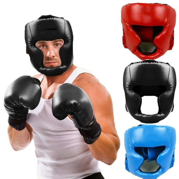 Visland Adjustable Boxing Headgear Synthetic Leather MMA Protector for Kickboxing, Blue