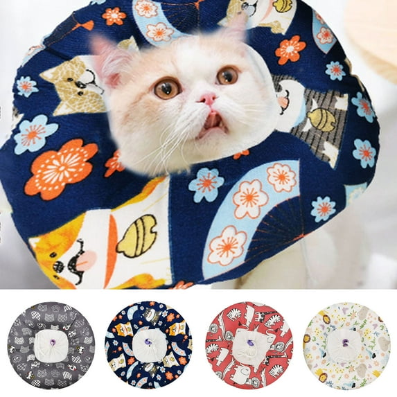 Visland Adjustable Cat Recovery Collar, Cute Cat Collar, Soft Cone Collars for Cat, Wound Healing Protective Cone After Surgery Elizabethan Collars for Kitten Pets