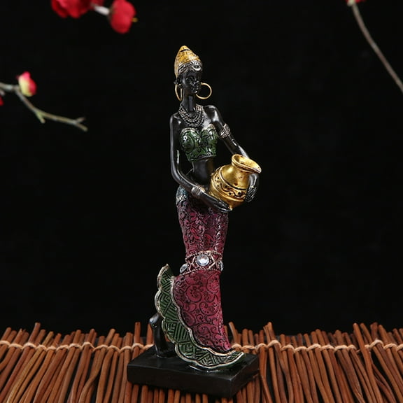 Visland African Statue Eye-catching Compact Creative African Dancing Women Miniatures Figurine Home Decor