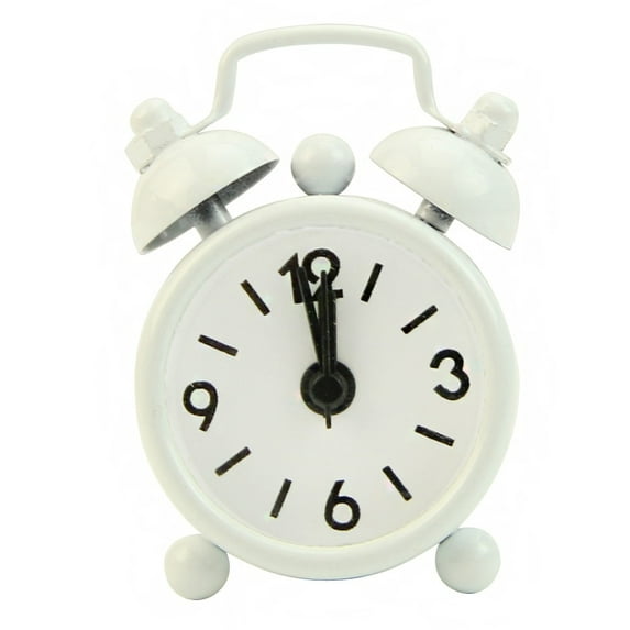Visland Analog Alarm Clock, 1.57 inch Super Silent Non Ticking Small Clock, Battery Operated, Simply Design, for Bedroon, Bedside, Desk, (White)