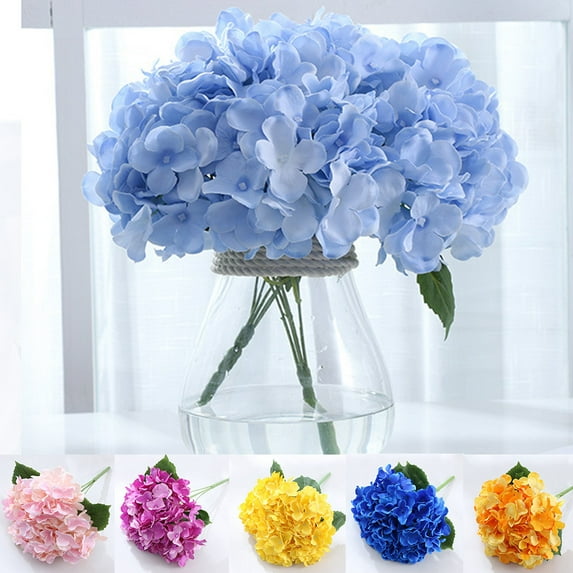 Visland Artificial Fake Flowers Plants Silk Hydrangea Arrangements Wedding Bouquets Decorations Plastic Floral Home Kitchen Garden Party Festival Bar DIY