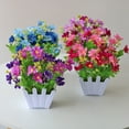 thumbnail image 1 of Visland Artificial Flower Plants Artificial in Picket Fence Pot for Indoor Office Wedding Home Decor, 1 of 2