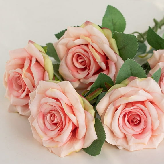 Visland Artificial Flowers 4PCS Fake Roses Silk Flower Bouquet Faux Floral Arrangement Bridal Bouquet for Wedding Decoration