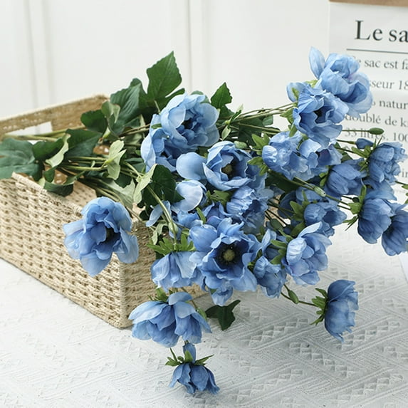 Visland Artificial Flowers Anemone Long Stems Blossom Plant Outdoor Floral Arrangement Decoration Home Decor Holiday Wedding Parties