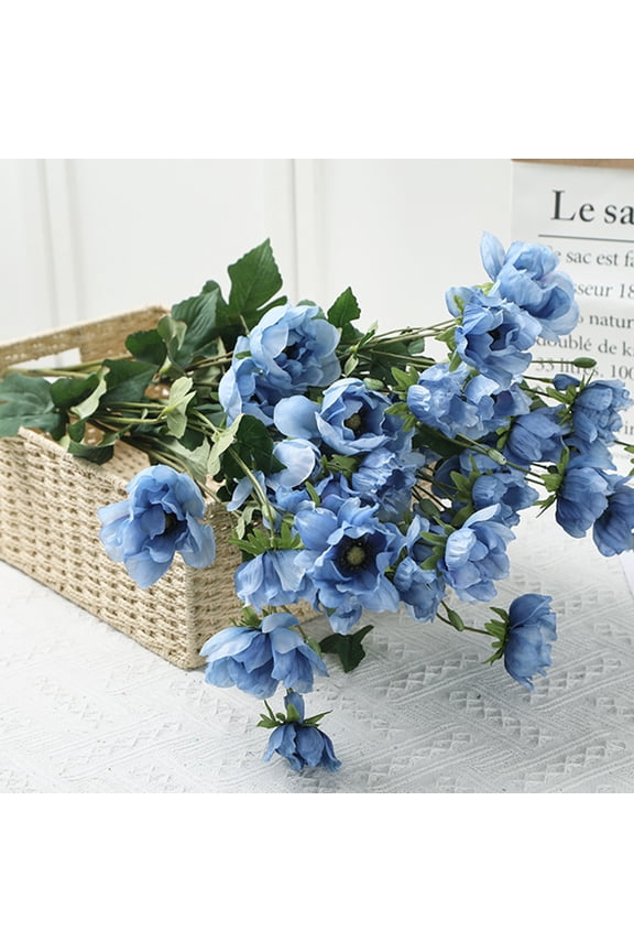 Artificial Flowers Anemone Long Stems Blossom Plant Outdoor Floral Arrangement Decoration Home Decor Holiday Wedding Parties