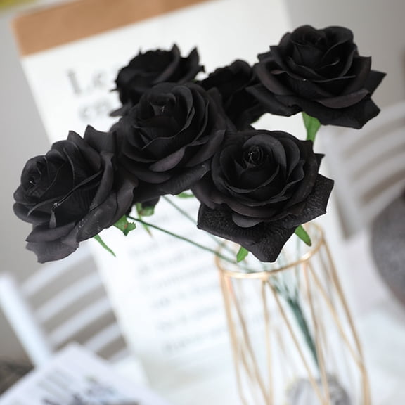 Visland Artificial Flowers Fake Rose Silk Flower Black Rose for DIY Wedding Birthday Shower Party Garden Floral Arrangement
