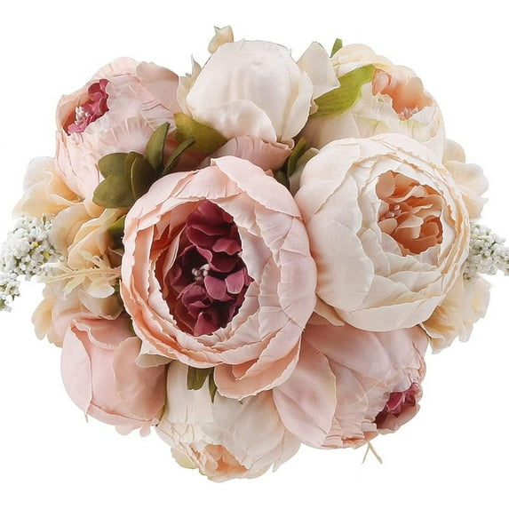 Visland Artificial Flowers Silk Plastic Fake Peony Flower Vintage Peonies Bouquet DIY Wreath for Home Wedding Centerpieces Decor