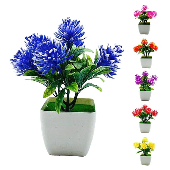 Visland Artificial Mini Potted Plants Fake Plastic Leaves Plants for Home Office Desk Room Greenery Decoration