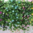 thumbnail image 1 of Visland Artificial Morning Glory Trumpet Flower Vine Fake Green Plant Home Garden Wall Fence Outdoor Wedding Hanging Baskets Decor, 1 of 3