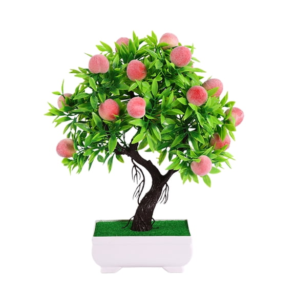 Visland Artificial Peach Tree Bonsai Potted Artificial Plant Tree Desk Decoration for Party Home Garden Decor