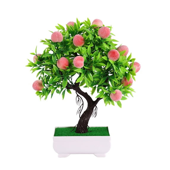 Visland Artificial Peach Tree Bonsai Potted Artificial Plant Tree Desk Decoration for Party Home Garden Decor