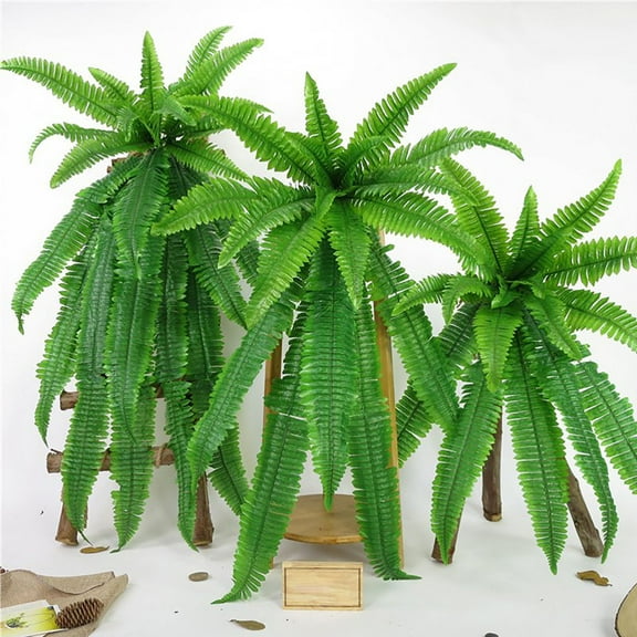 Visland Artificial Persian Leaves Fake Grass Hanging Vine Plants Faux Bushes Silk Flower Greenery Plant Ferns Leaves for Home Wall Decoration Indoor Outside Hanging Basket