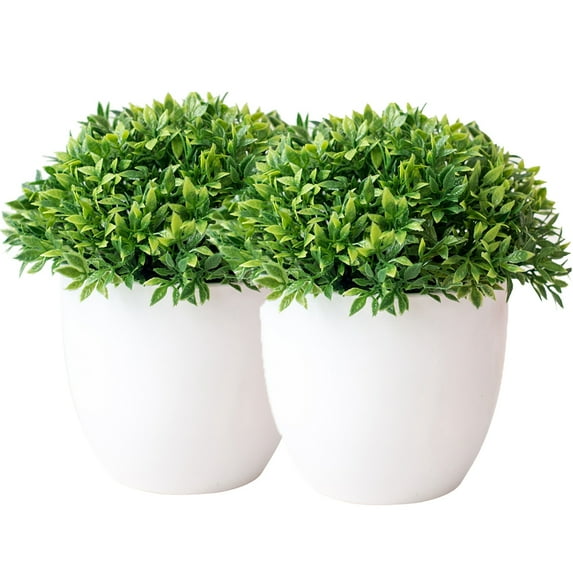 Visland Artificial Plant 14cm “Artificial” Lifelike Flower in White Pot