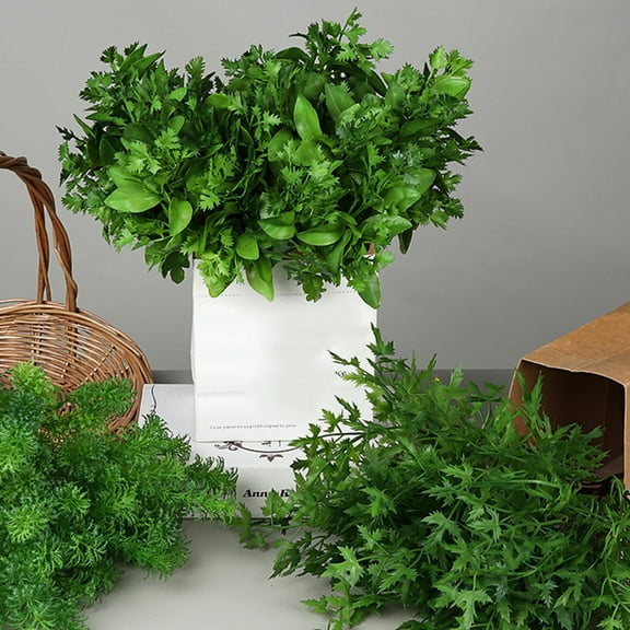 Visland Artificial Plants, 4PCS Fake Plastic Plant Leaves Faux Tree Shrubs Bushes Indoor Outside Home House Garden Office Decor Greeny