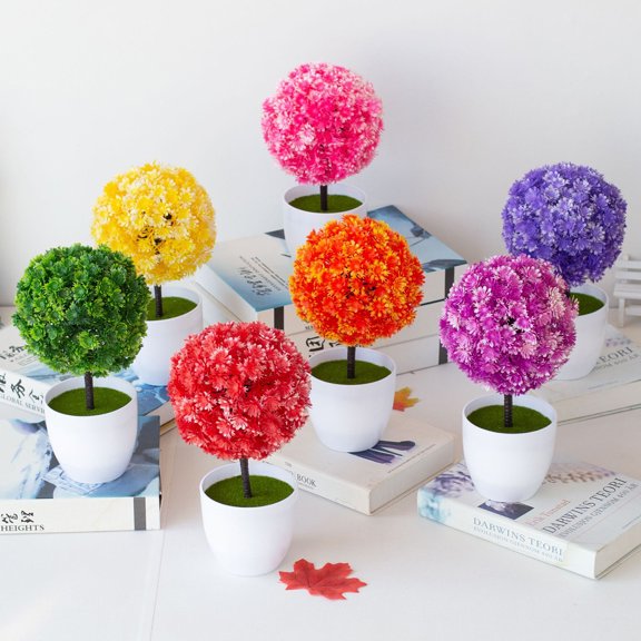 Visland Artificial Plants Bonsai Small Tree Simulation Potted Plants Fake Flower Table Potted Ornaments Home Decoration Hotel Garden Decor