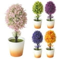 thumbnail image 1 of Visland Artificial Plants Potted Small Artificial Bonsai Fake Plants Faux Hops Flower Grass Artificial Green Leaves with White Pots for Home Desk Office Desktop Decoration Indoor Outdoor Decor, 1 of 4