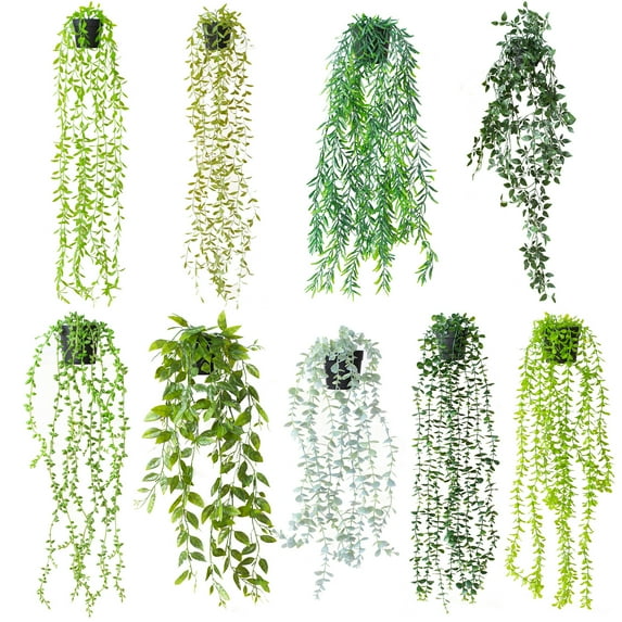 Visland Artificial Plants Vines Fake Hanging Ivy Decor Plastic Greenery for Wall Indoor Outdoor Hanging Baskets Wedding Garland Decor