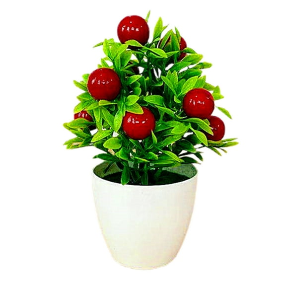 Visland Artificial Potted Friut Plants Fake Bonsai, Faux Mini Berry Fruits Plants for Home Wedding Party Decor