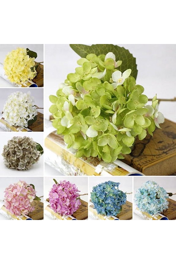 Artificial Silk Hydrangea Flowers Bouquets Faux Hydrangea Stems for Home Table Centerpieces Wedding Party Decor(1 Bouquet)