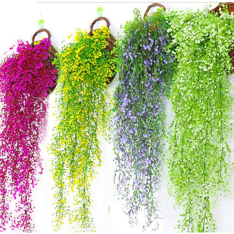 JDEFEG Outdoor Artificial Flowers and Artificial for Wall Indoor Hanging  Baskets Wedding Garland Decor 1 Pcs Artificial Mum Bush Silk Cloth Green 