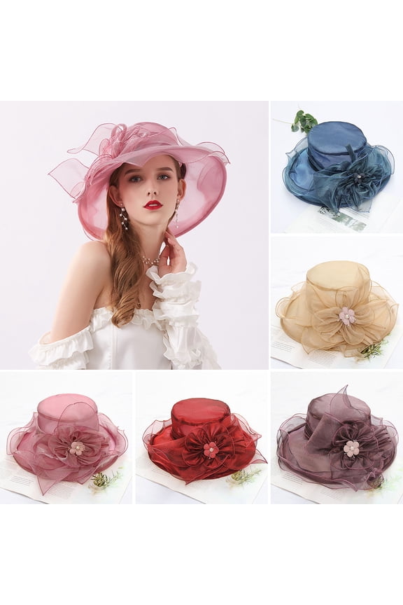 Ascot Bowler Church Cloche Hat Bowknot Organza Bridal Dress Cap for Tea Party
