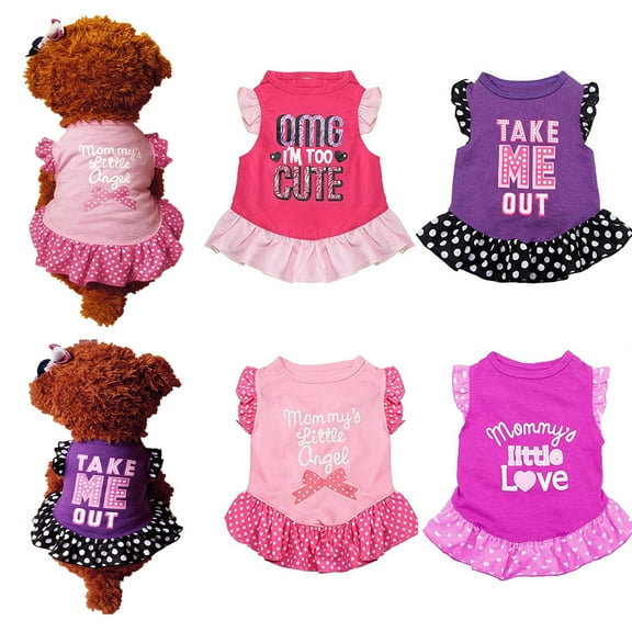 Visland Beautiful Heart Pattern Pet Dress Innovative Fine Knitted Cotton Dog Dress for Daily Wear