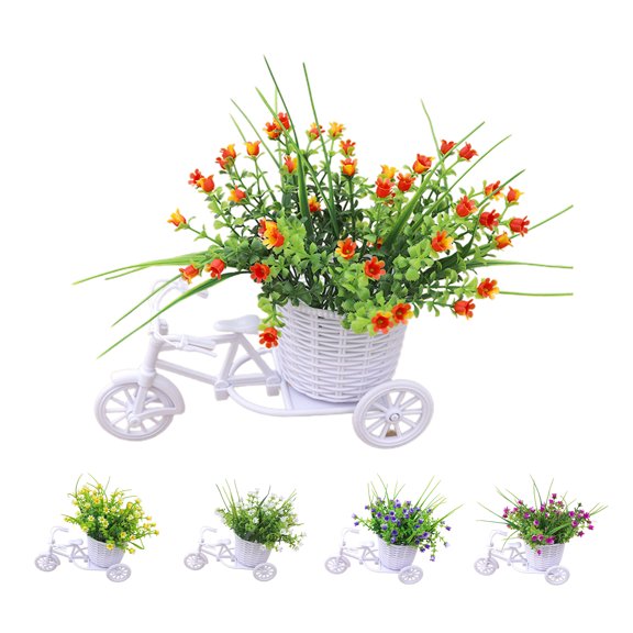 Visland Bicycle Artificial Flower Decor Plant Stand Nostalgic Bicycle Planter Garden Decor for Home Wedding Decoration