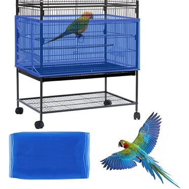 Visland Bird Cage Cover, Bird Cage Seed Catcher, Adjustable Soft Airy Nylon Mesh Net, Birdcage Cover Skirt Seed Guard for Parrot Parakeet Macaw African Round Square Cages
