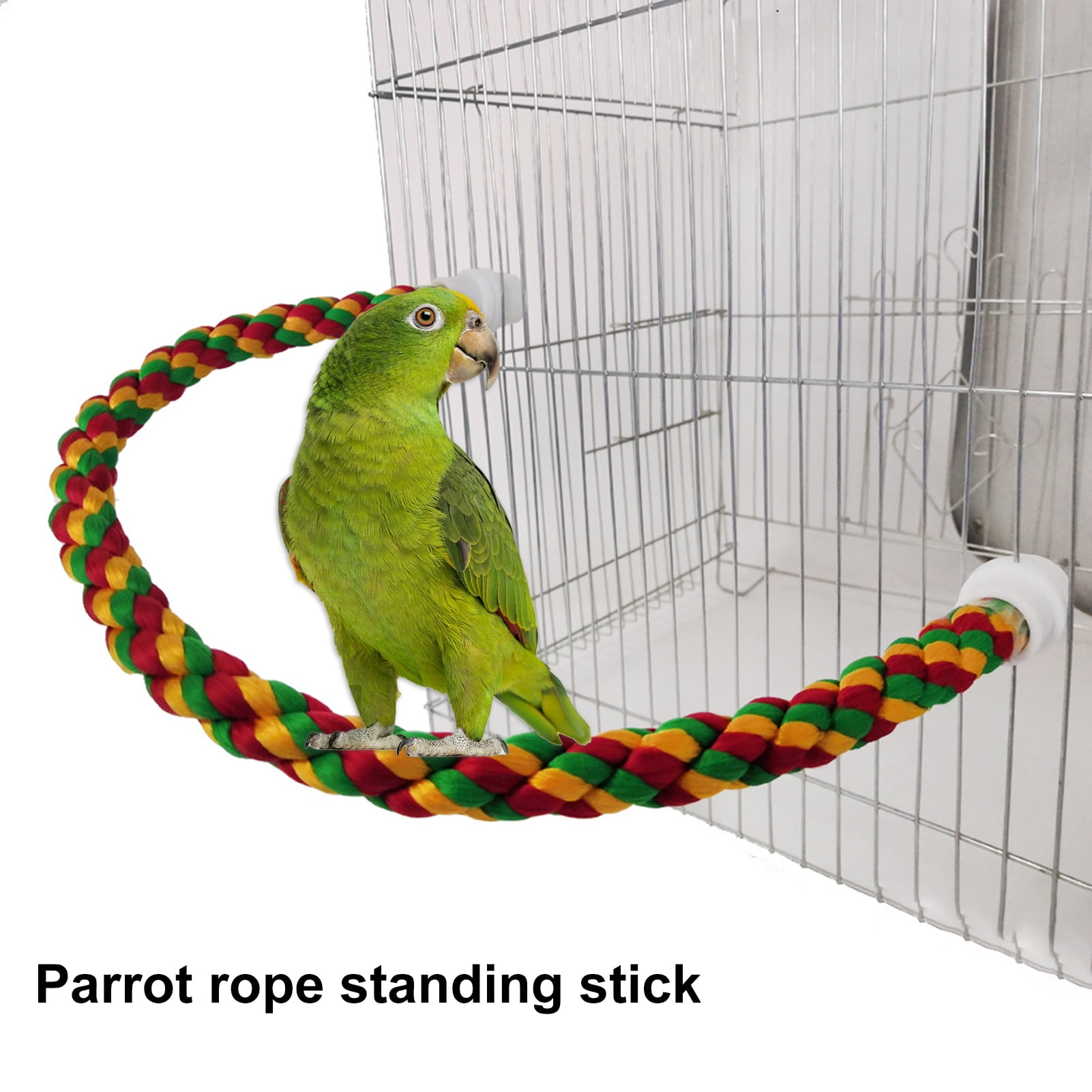 Visland Bird Stand Perch Cotton Rope Bite Resistant Safe Durable Paw Grinding Climbing Pet Standing Stick Cage Accessories for Parrots Parakeets Cockatiels Lovebirds Sun Conures Caique African Grey Wa...