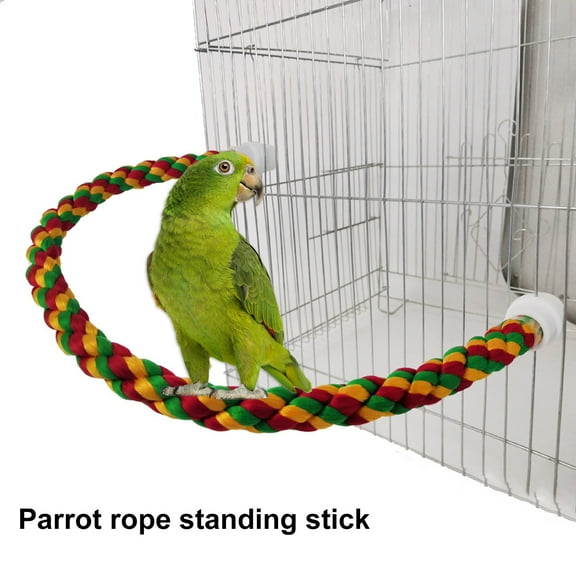 Visland Bird Stand Perch, Cotton Rope Bite Resistant Safe Durable Paw Grinding Climbing Pet Standing Stick Cage Accessories for Parrots Parakeets Cockatiels Lovebirds Sun Conures Caique African Grey