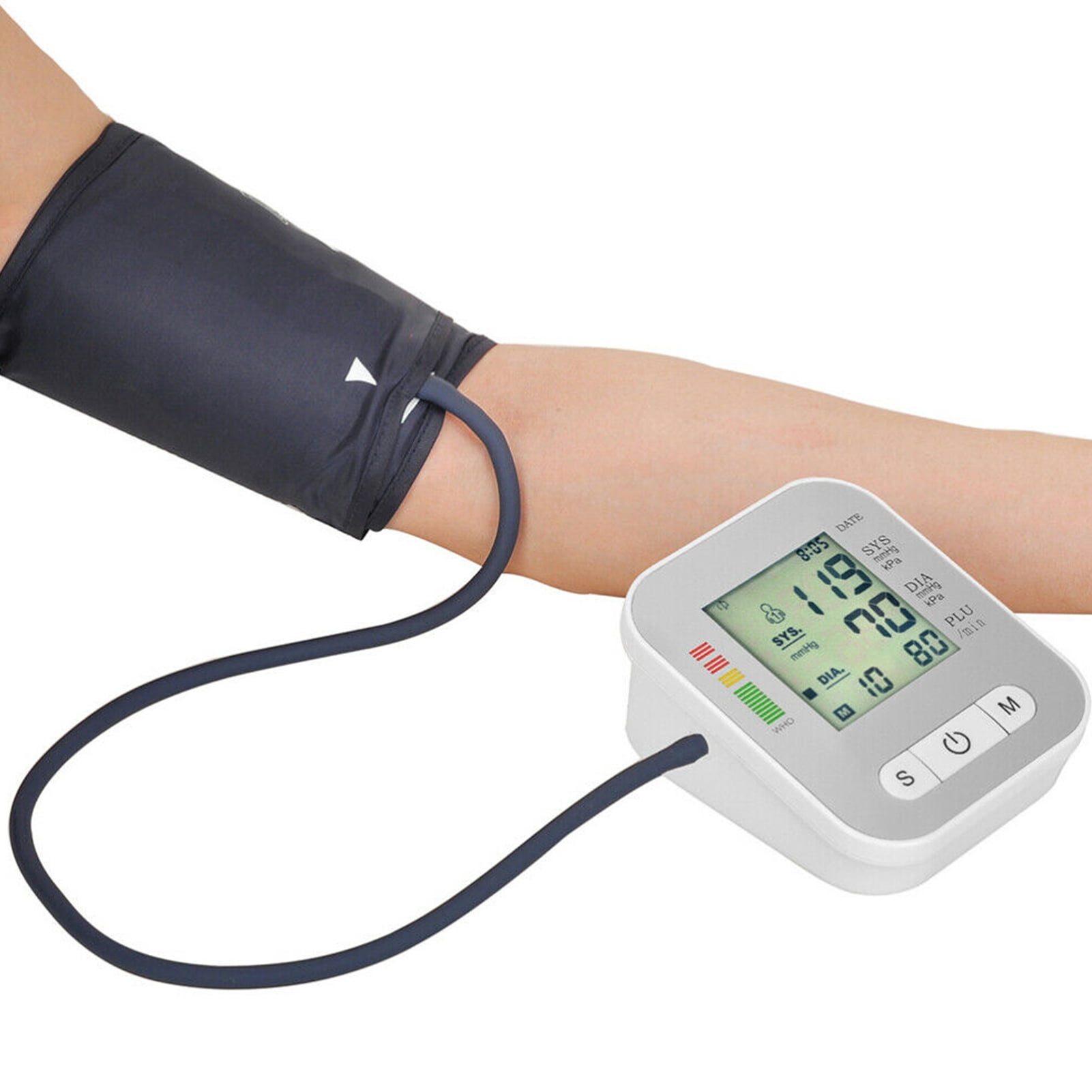 Blood Pressure Arm Monitor, 4.5-Inch LCD Display, Automatic BP Machine with 4 Color Backlight & Adjustable Cuff, User Friendly, Adults & Elderly