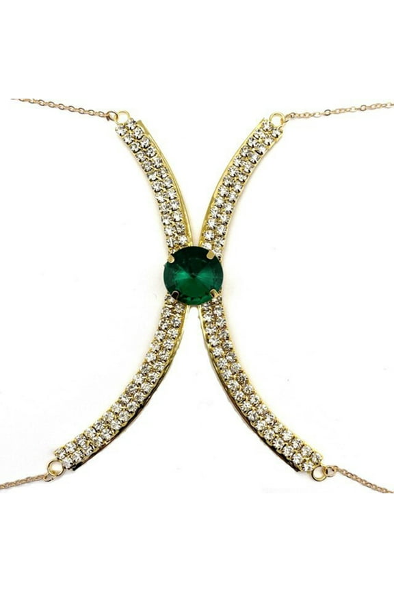 Bra Chain Sexy Adjustable Luxury Dainty Golden Fashion Jewelry Rhinestone Inlaid Chest Body Chain Club Accessories