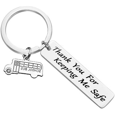 Visland Bus Driver Appreciation Gift Thank You for Keeping Me Safe School Bus Driver Keychain ,Thank You Jewelry Gifts Keyring for Driver Christmas Birthday