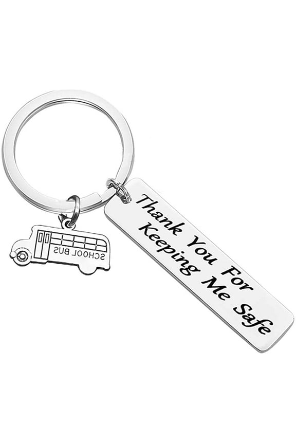 Bus Driver Appreciation Gift Thank You for Keeping Me Safe School Bus Driver Keychain ,Thank You Jewelry Gifts Keyring for Driver Christmas Birthday